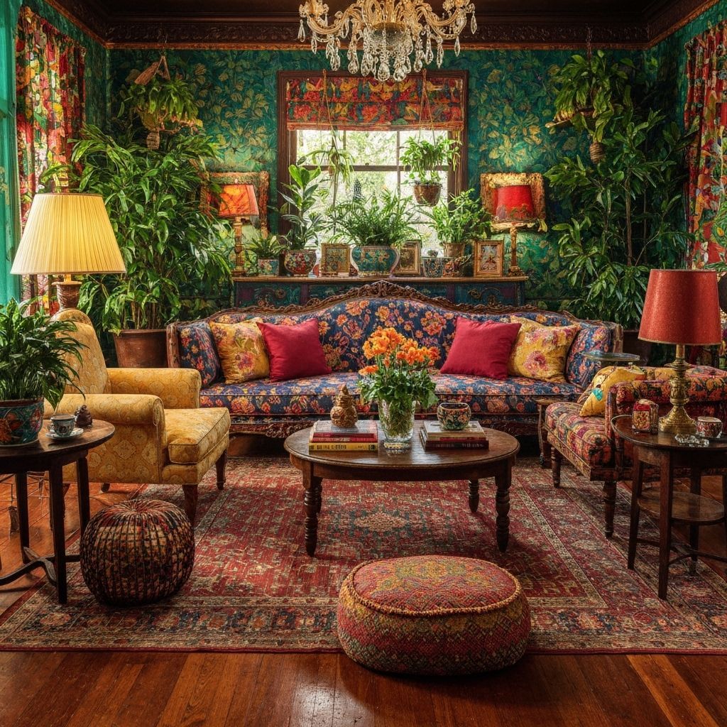 Latin American Living Room with Lush Greenery