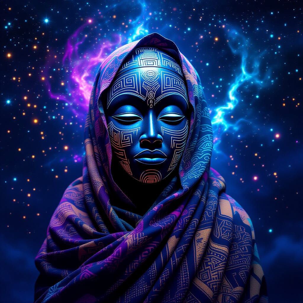 Ancient African Mask Pulsating with Cosmic Energy