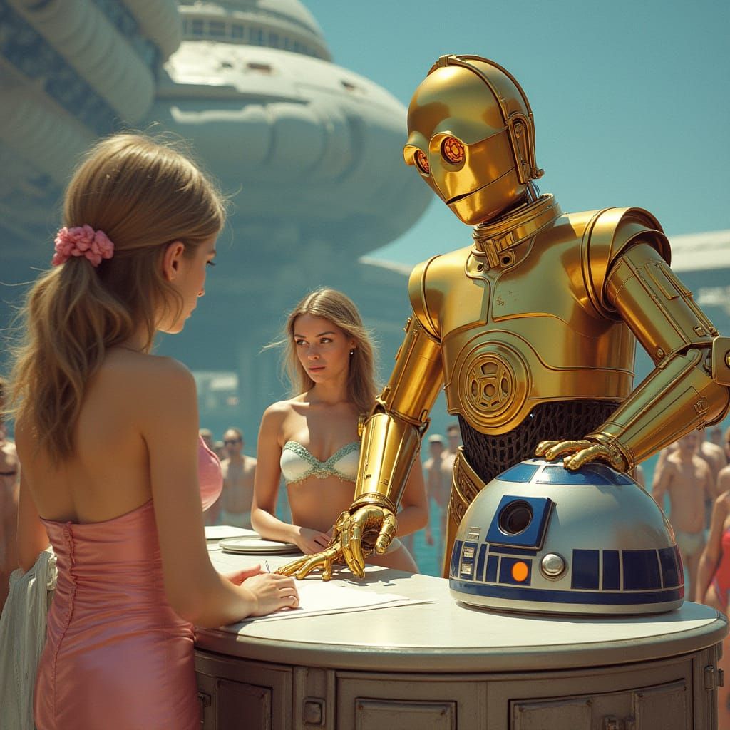 R2D2 and C3PO Judge a Beauty Contest
