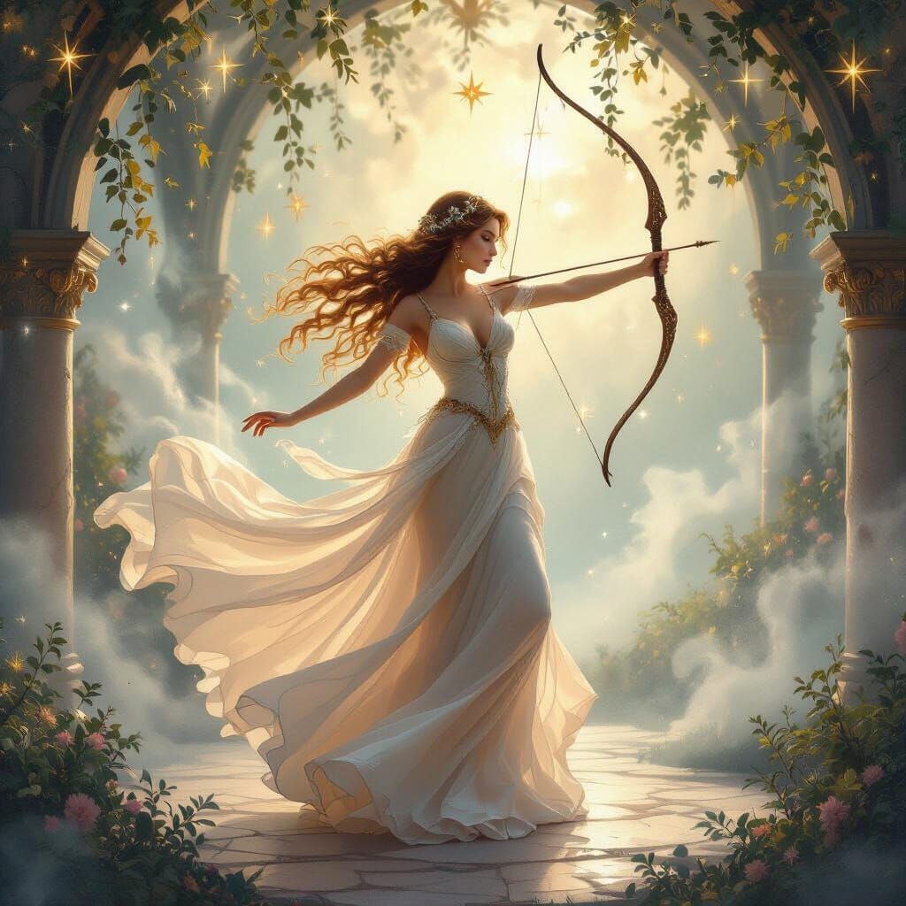 Artemis Dancing in Starlight, Fantasy Art