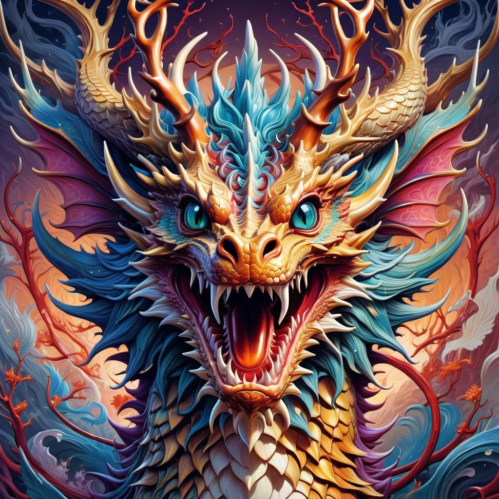 Mythical Dragon Portrait in Anime Style