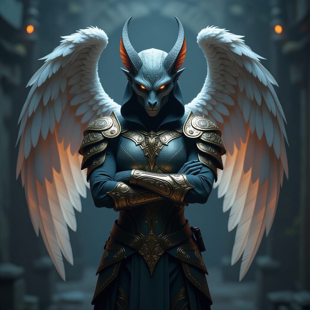 Feathered Gargoyle in Biomechanical Armor