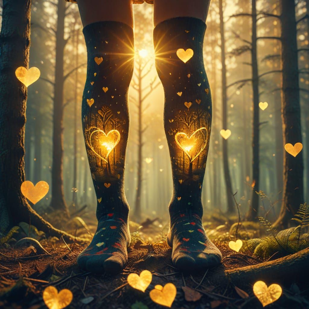 Heart Silhouettes and Forest Pattern in Digital Art