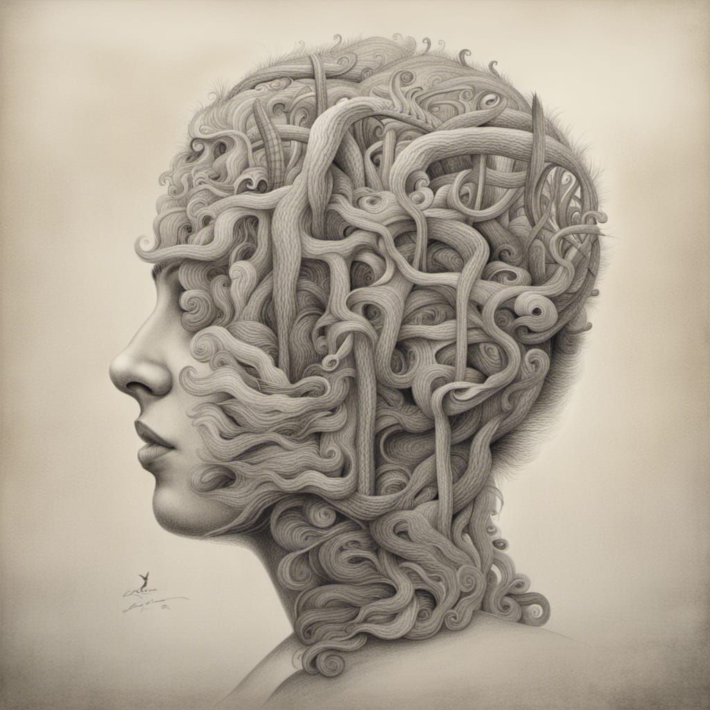 Surreal Pencil Drawing of a Person