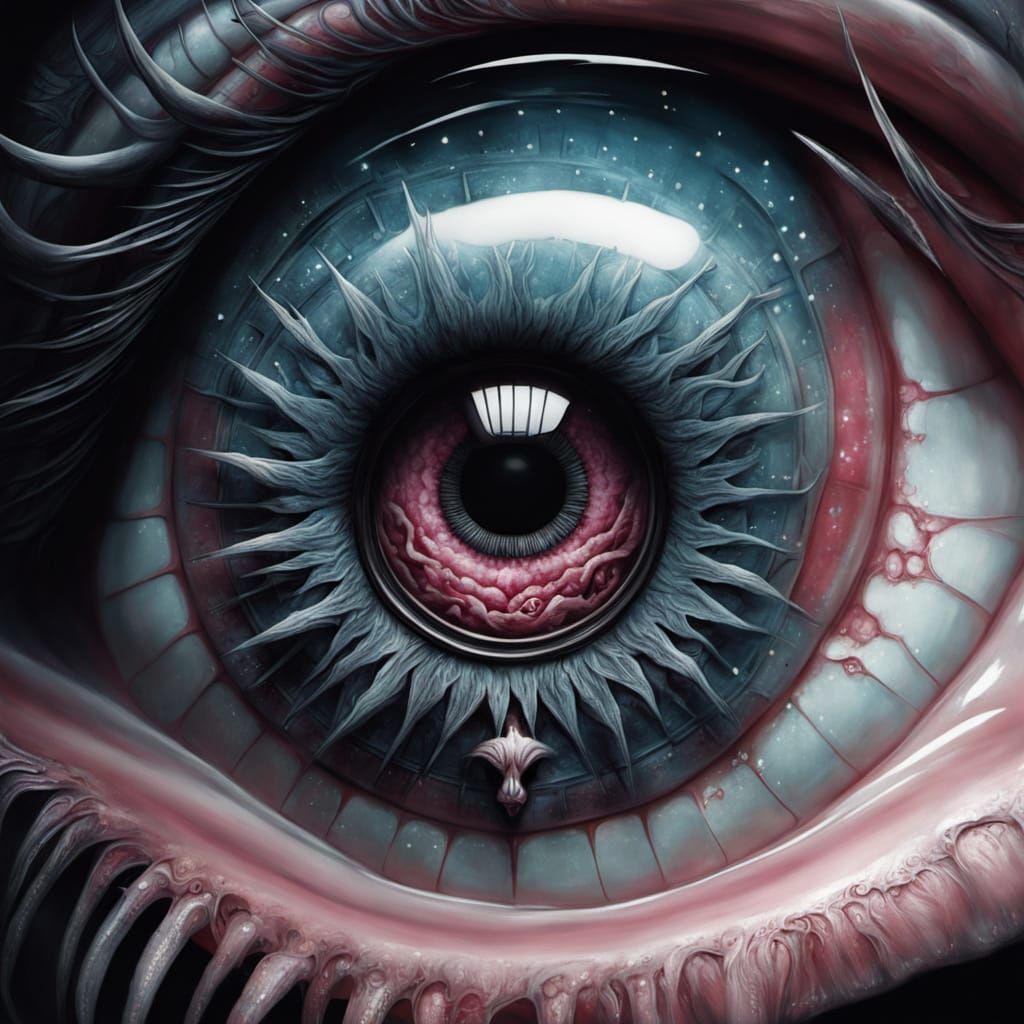 Surreal Eye with Skull Iris: Dark Fantasy Art