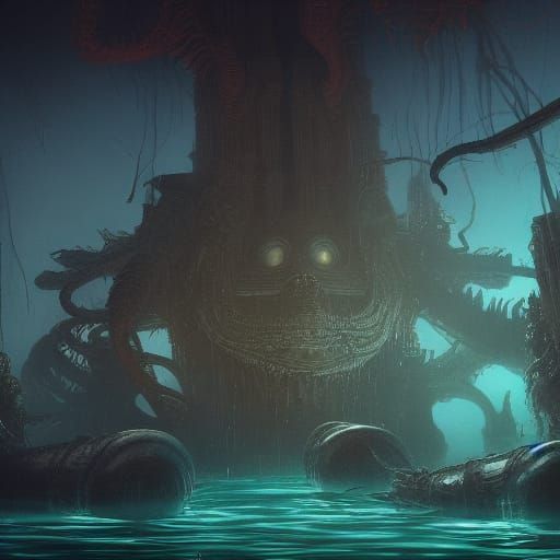 Black Lagoon Monster in Detailed Matte Painting