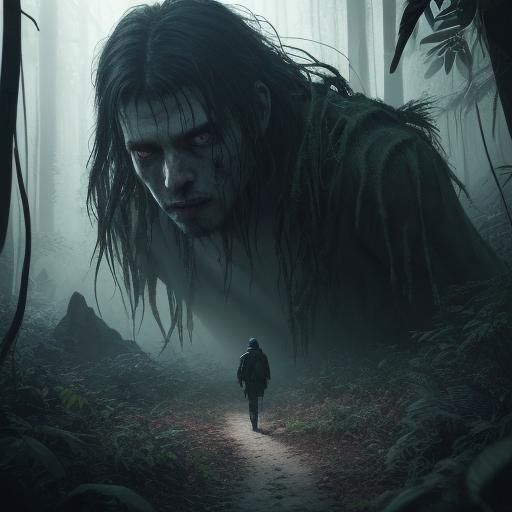 Man Haunted by Evil Deeds in Dark, Realistic Art