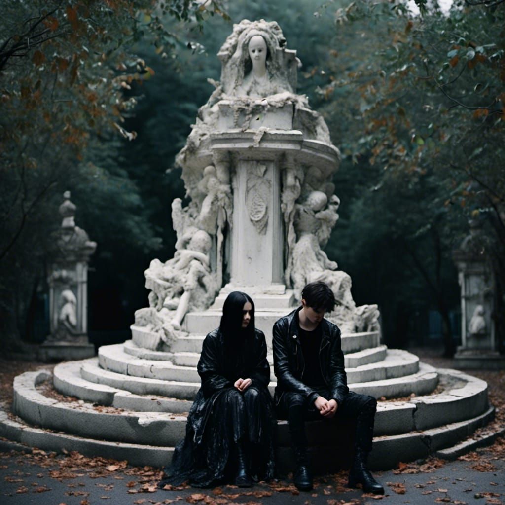 Goth Couple by Broken Fountain in Vaporwave Style