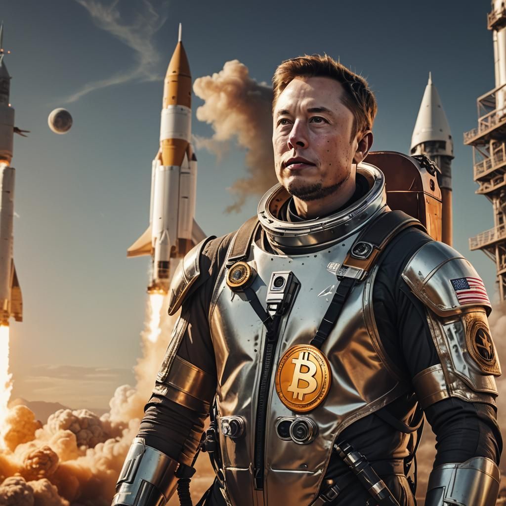 Astronaut Launches Bitcoin Rocket in Cinematic Style