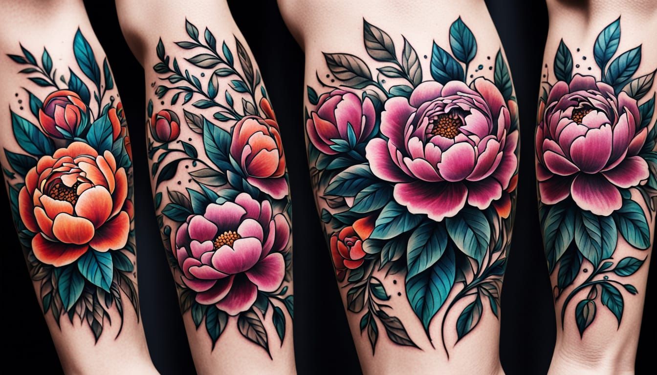 Floral Tattoo Designs in Bold, Vibrant Colors
