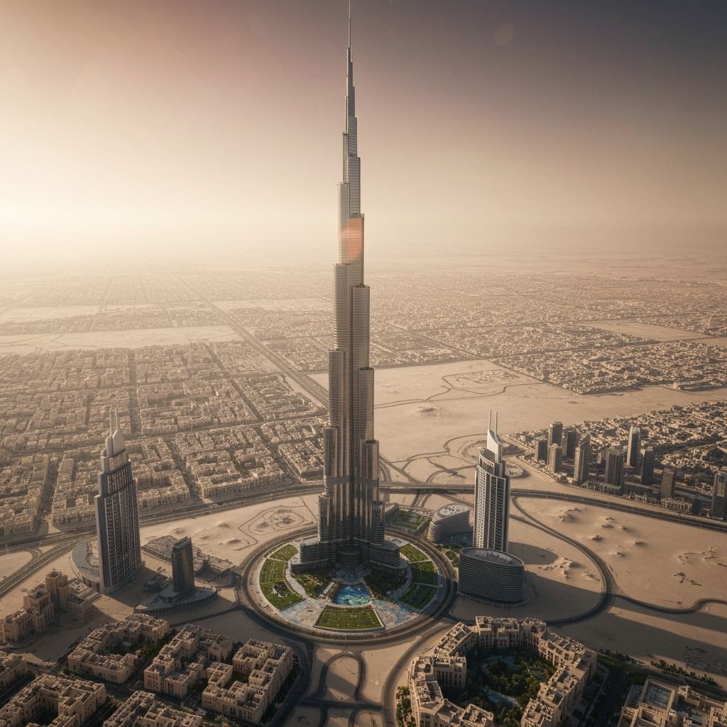 Burj Khalifa in Dubai at Golden Hour