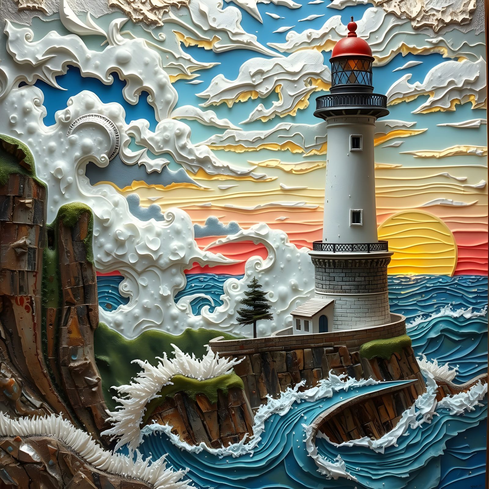 Mixed Media Lighthouse