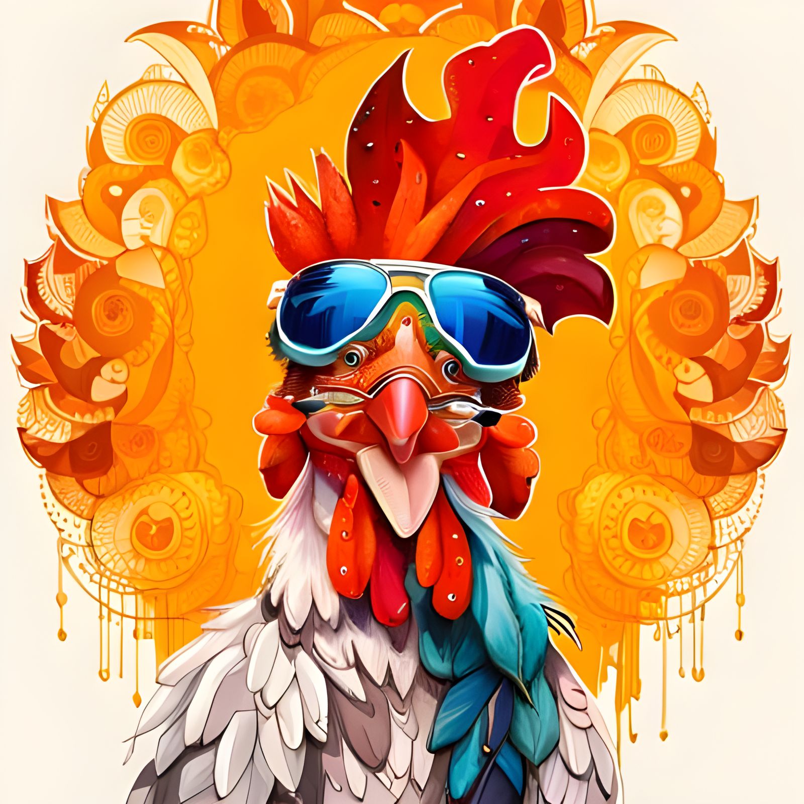 Punk Rooster Portrait in Hyperrealistic Digital Art