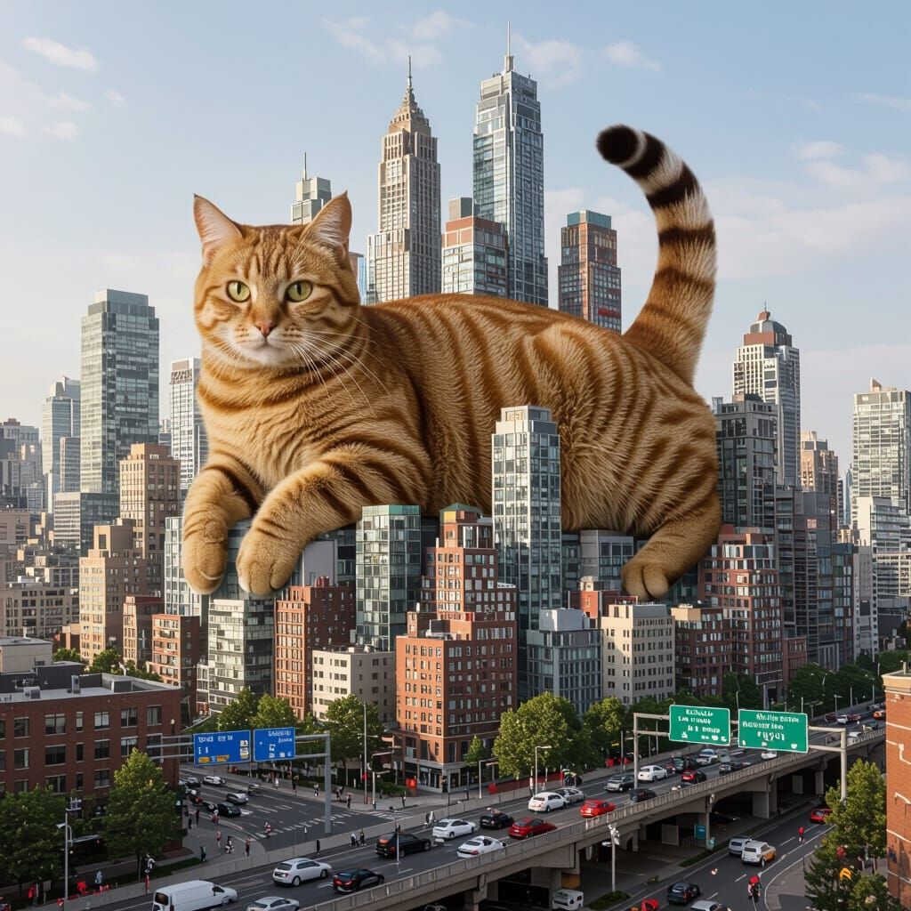 Giant Cat Dominates Cityscape