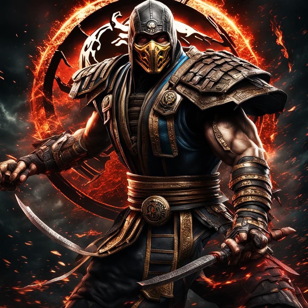 Sektor from Mortal Kombat in Hyperrealistic Style