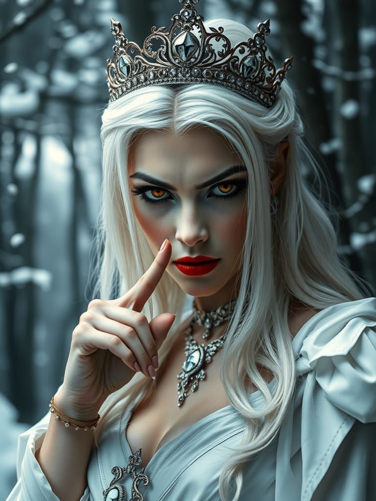 Regal Vampire Queen in Winter Forest