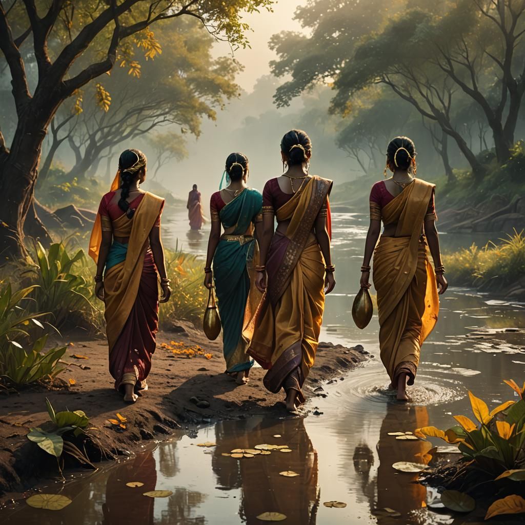 Indian Women with Pitchers: Fantasy Concept Art