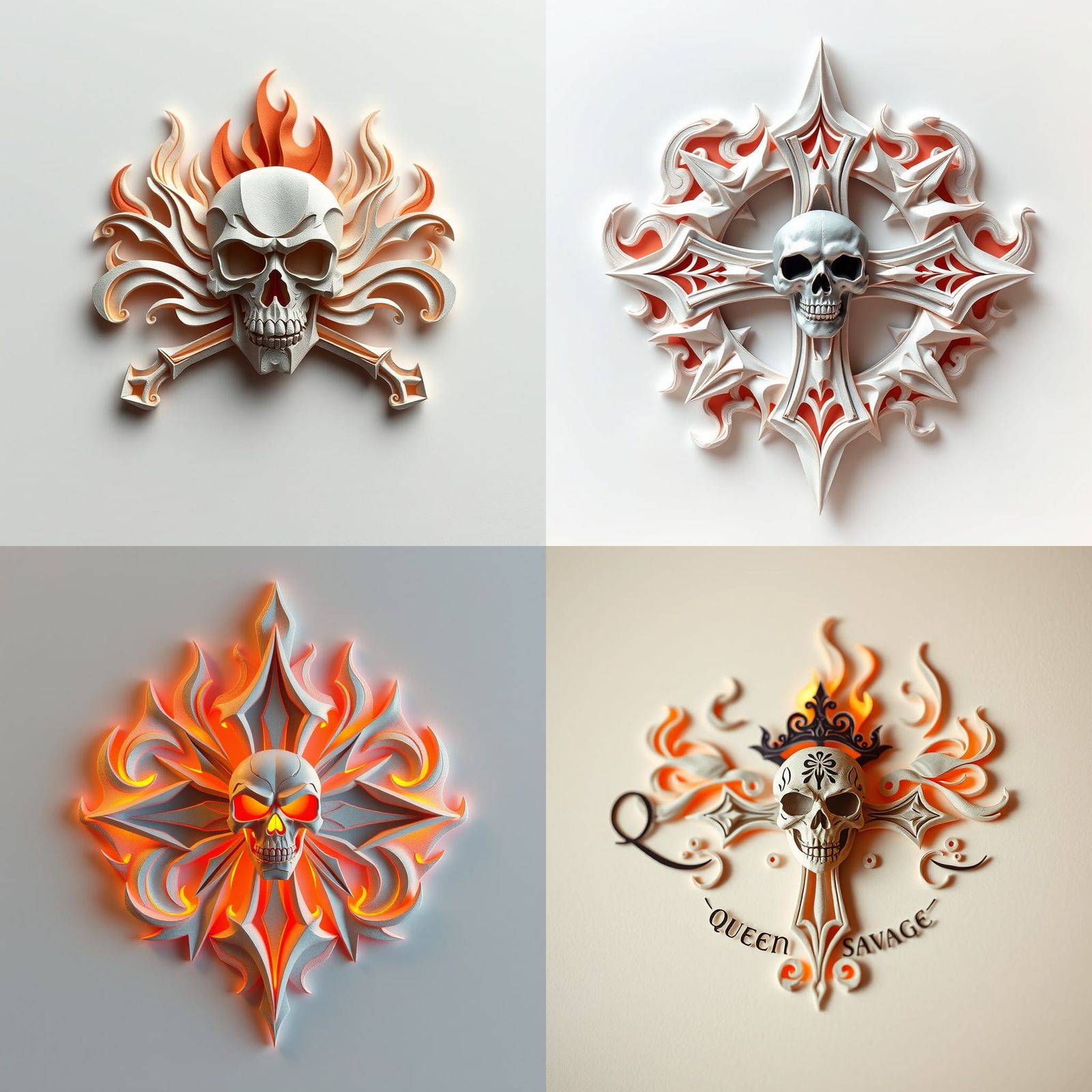 Queen Savage Logo with Skull in Origami Style