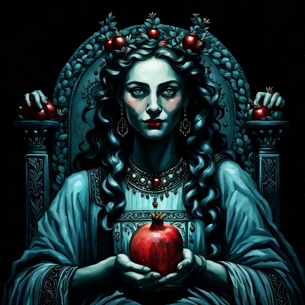 Radiant Portrait of Persephone in the Underworld