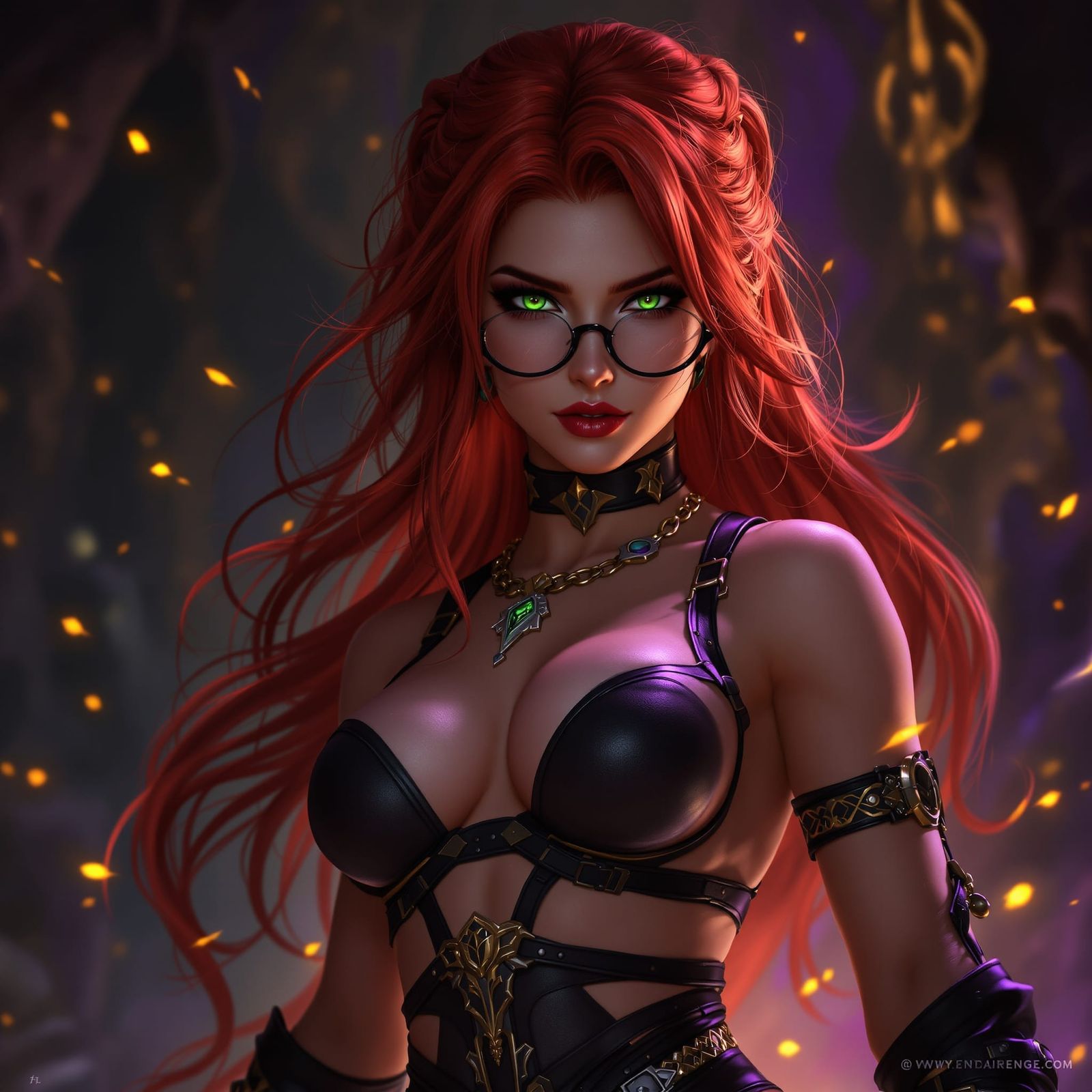 Red-Haired Woman in Dark Fantasy Style