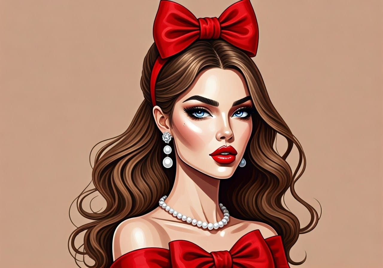 Elegant Red Bow Fashion Portrait