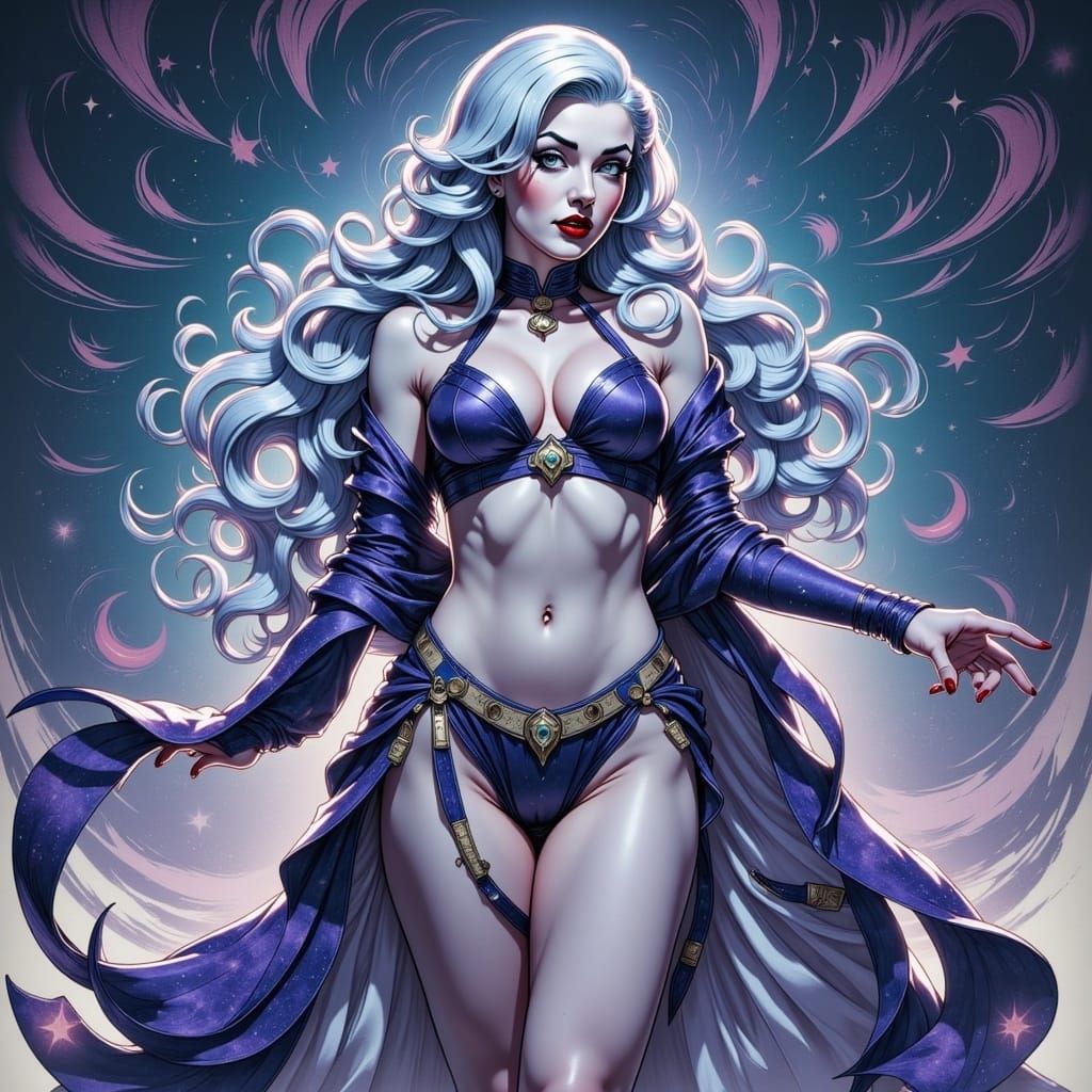 Anime Celestial Sorceress in Stardust Cloak