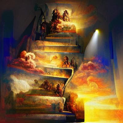Stairway to Heaven Storybook Illustration with Sunshine