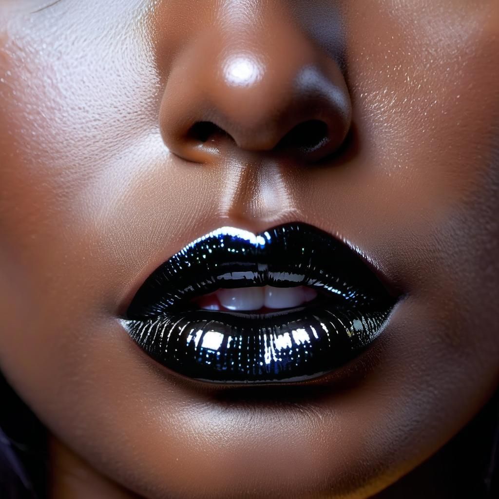 Black shiny lips