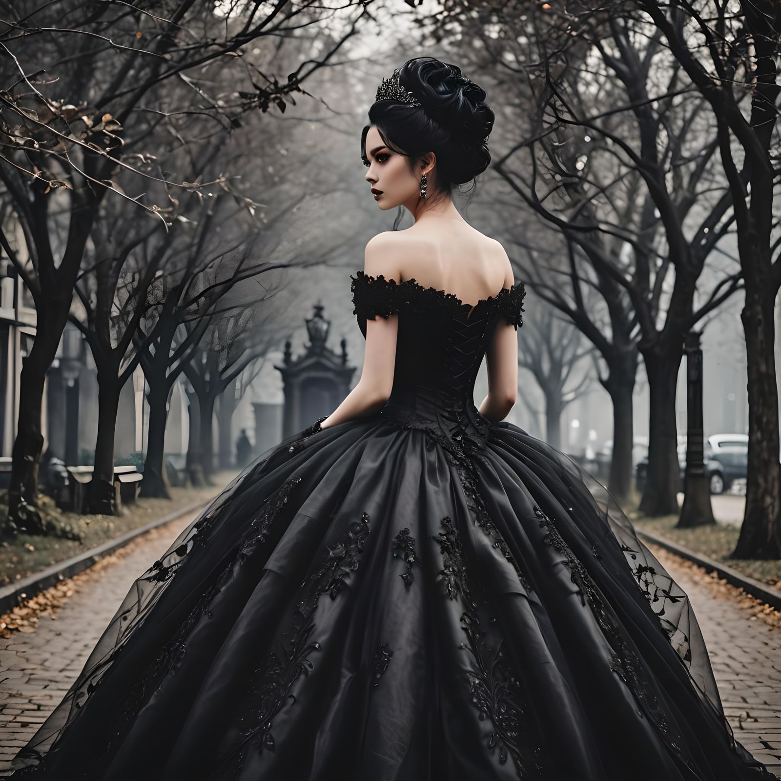 Gothic Ballgown: Dark Beauty in Black Tulle