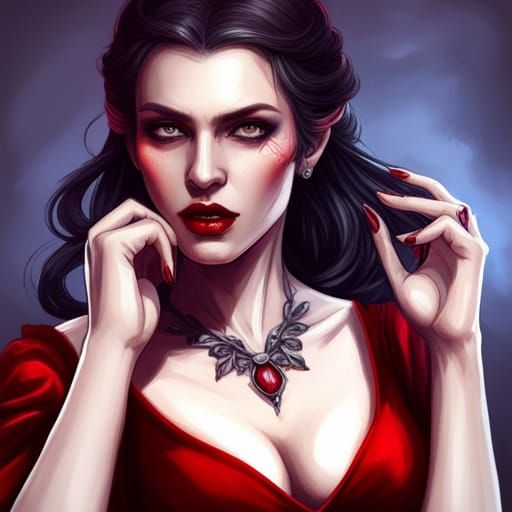 Beautiful Vampire Portrait in Hyperdetailed Digital Art