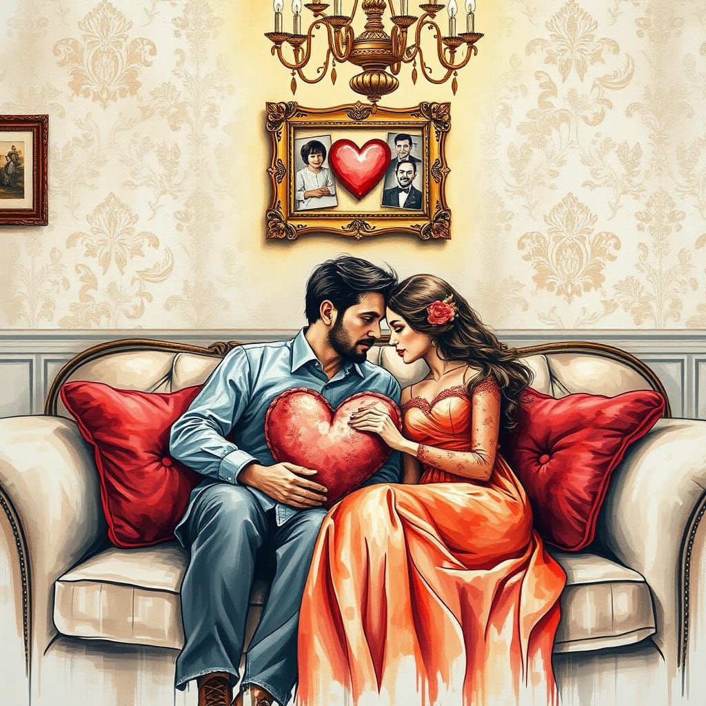 Romantic Couple in Whimsical Vintage Setting