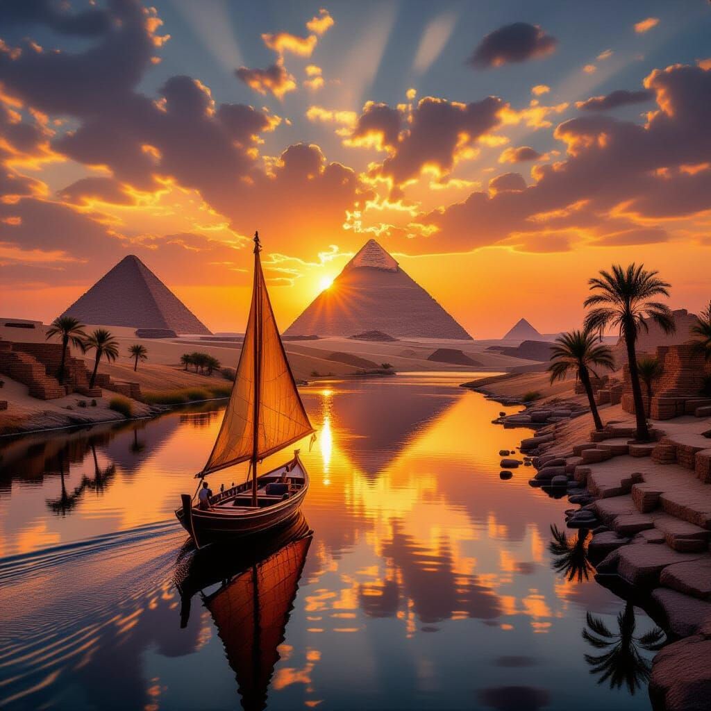 Cinematic Sunset Over Ancient Egypt Landscape