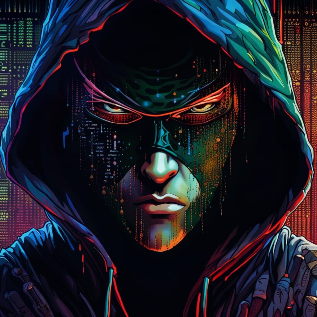 Hooded Coder in a Dramatic Hyperrealistic Style