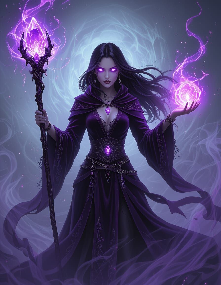 Enchanting Sorceress with Amethyst Staff