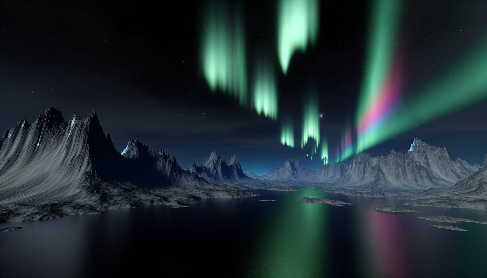 Mesmerizing Aurora Borealis Over Mountain Lake