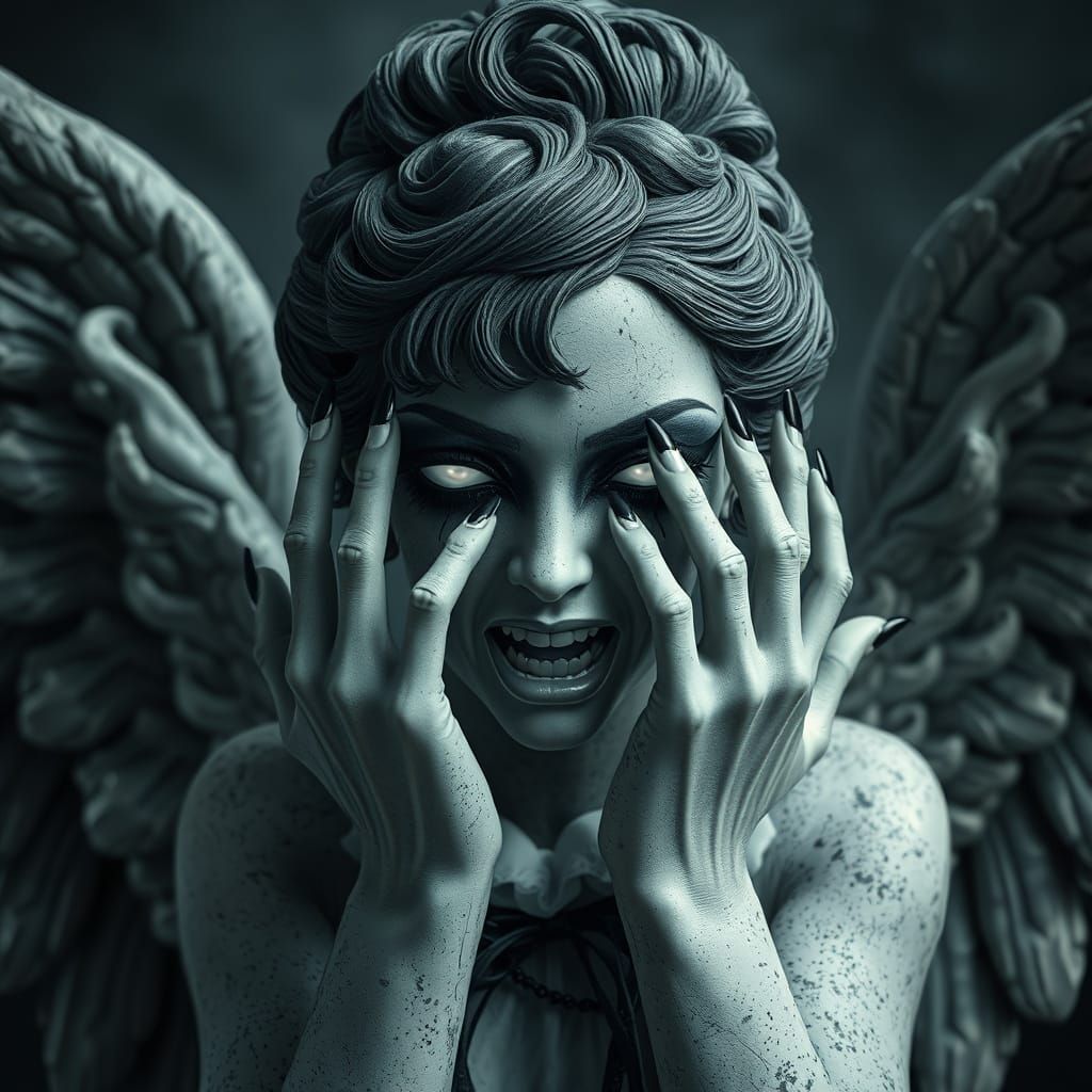 Ethereal Gothic Angel Scream in Hyperdetailed Misty Fantasy
