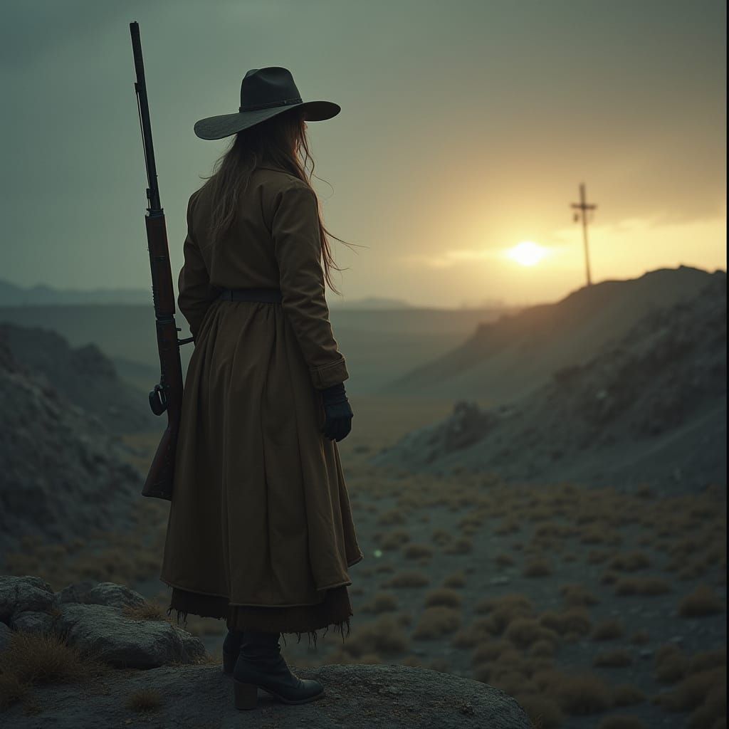 Strong Woman Surveys Post-Apocalyptic Wasteland in Cinematic...