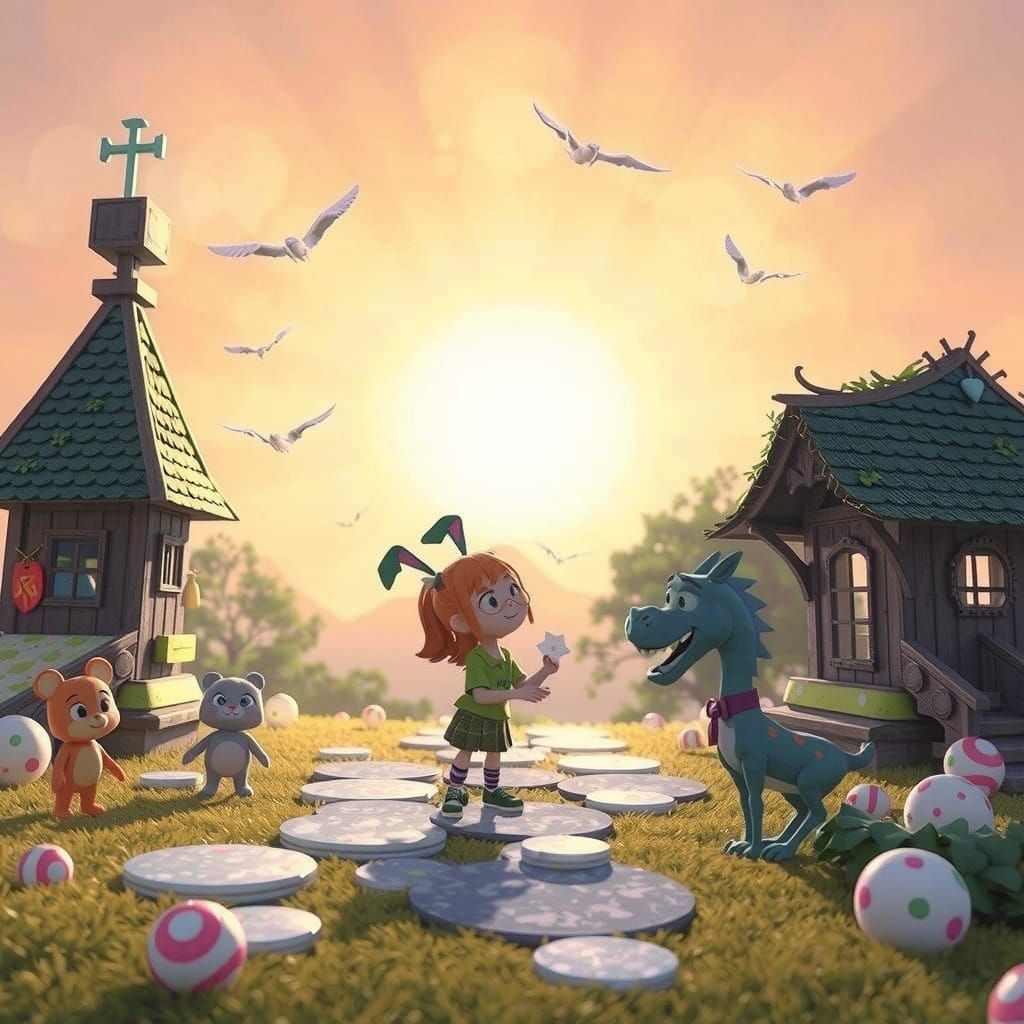 Whimsical Wonderland Scene in Vibrant Digital Art Style