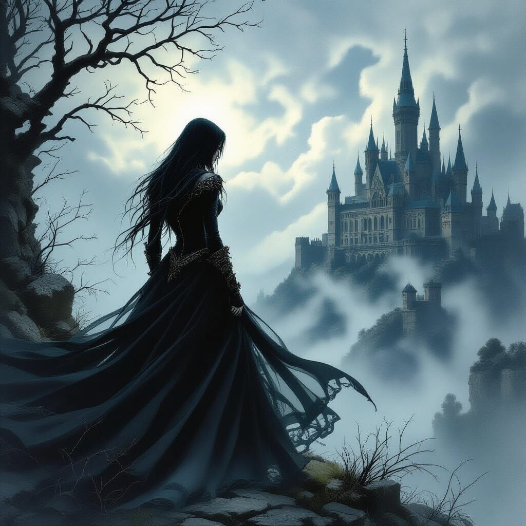 Mysterious Woman in Sinister Style by Greg Rutkowski