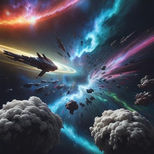 Cosmic Explosion in Space: Vivid Digital Art