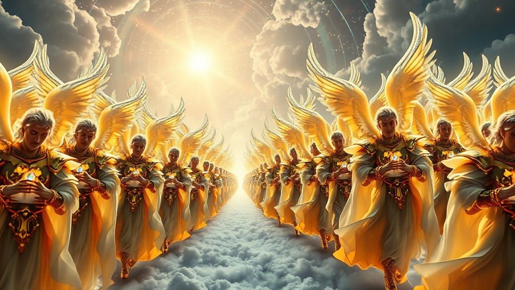 Neon Archangel Army Descends from Heaven