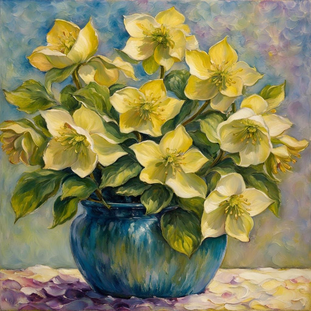 Hellebores in a small vase
