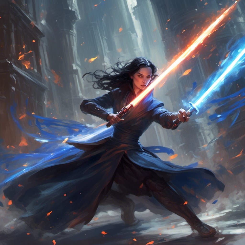 Lightsaber Duel in a Graffiti Art Style