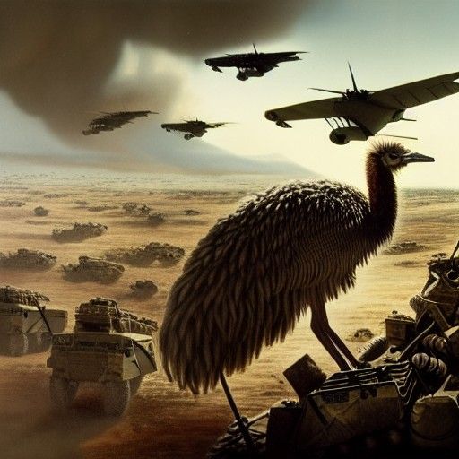 Epic Emu War Scene in Digital Matte Painting