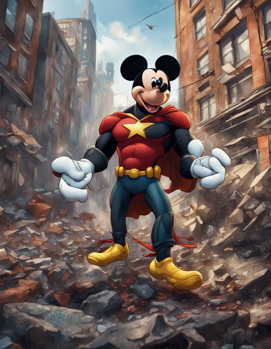 Mickey Mouse and The Rock as Comic Book Superheroes