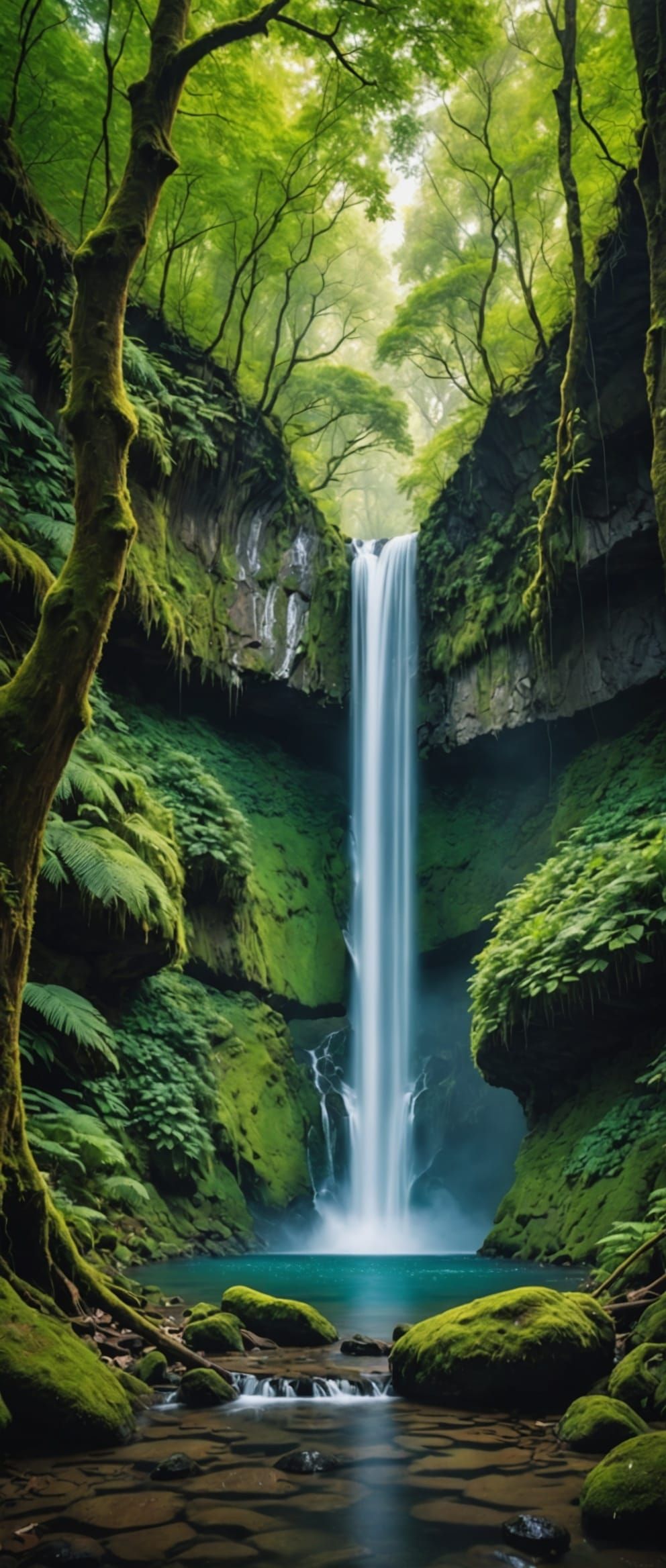 Enchanted Waterfall in Mystical Forest