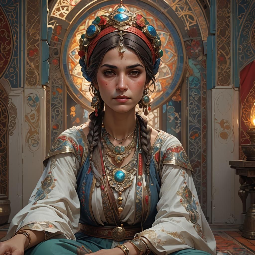 Turkish Woman Portrait in Hyperdetailed Style
