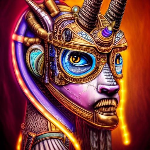 Steampunk Unicorn Warrior in Ancient Egypt Style