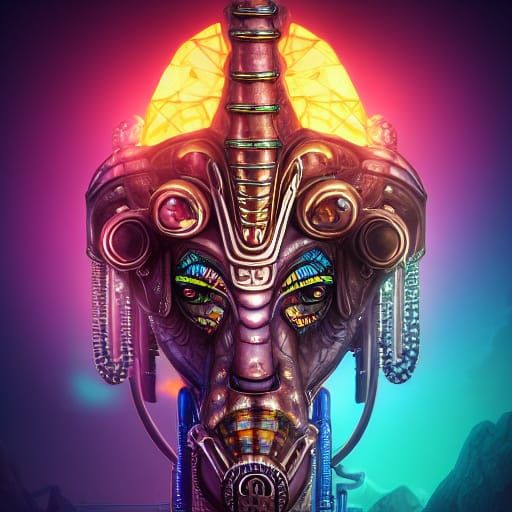 Steampunk Unicorn Warrior in Ancient Egypt: Digital Art