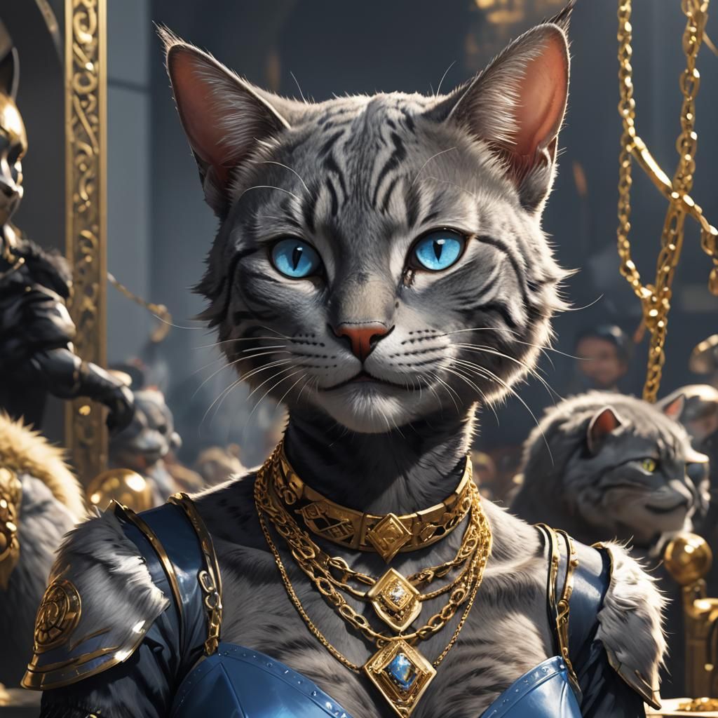 Female Tabaxi Rogue at Party in 3D Anime Style